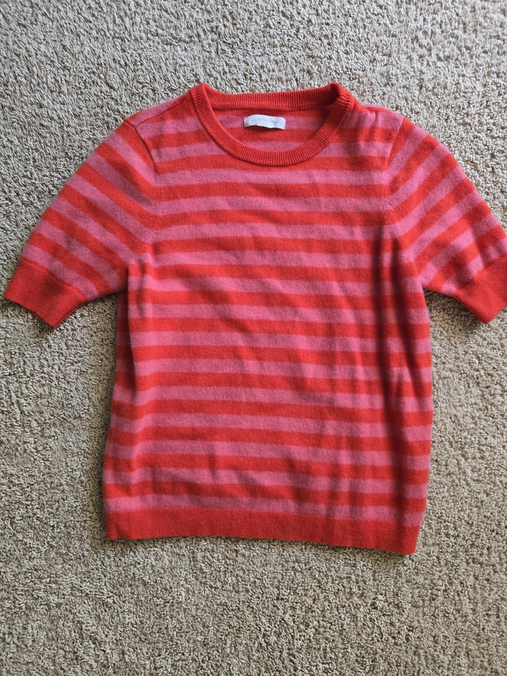 Outerknown Girls' Red & Pink Striped Short-Sleeve Sweater